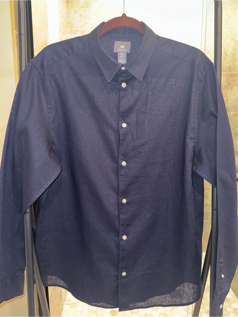 NWOT Men’s H&M Linen Cotton Blend Dress Shirt Size M